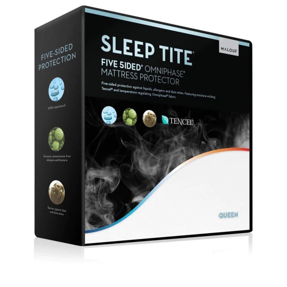 Malouf Sleep Tite 5-sided Omniphase Mattress Protector waterproof vinyl-free